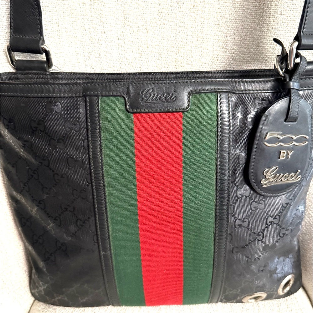 Authentic Gucci Fiat 500 collaboration unisex crossbody bag black imprime canvas - Picture 16 of 16